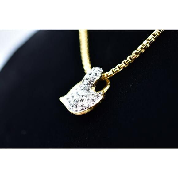 Nolan Miller Vintage Heart Necklace Gold Pave Rhinestone Crystal Signed 90s Bin6 - Picture 10 of 12